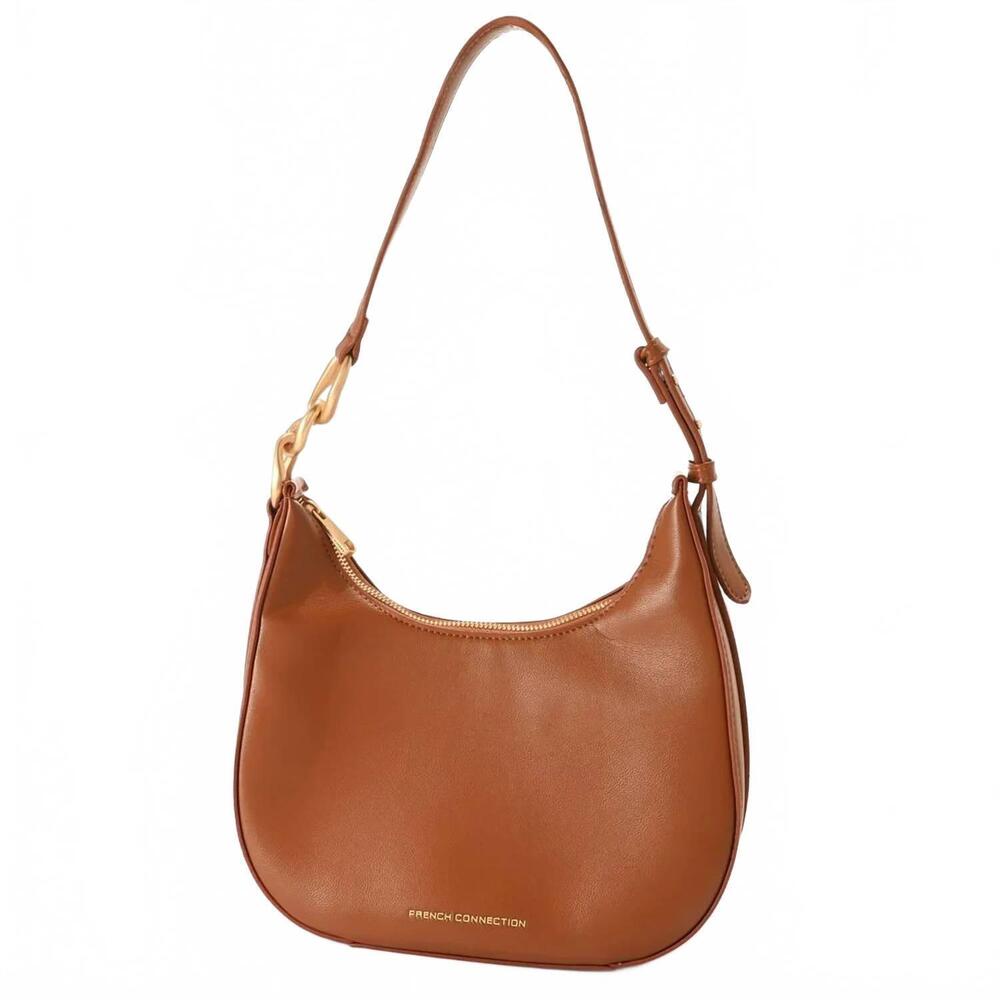 NEW FRENCH CONNECTION women's moritz textured smooth hobo shoulder bag in cognac